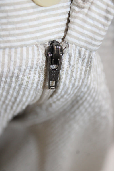 Peter Millar Mens Striped Beige Chino Shorts Button Polyester Size 40