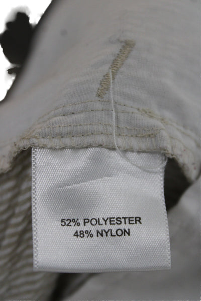 Peter Millar Mens Striped Beige Chino Shorts Button Polyester Size 40