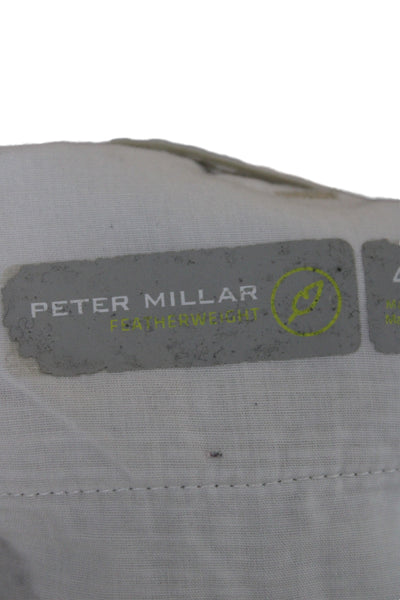 Peter Millar Mens Striped Beige Chino Shorts Button Polyester Size 40