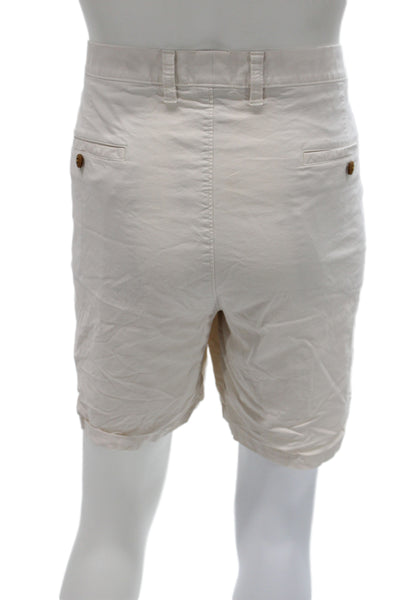 Johnnie-o Mens Chino Shorts Beige Pima Cotton Button Closure Size 40
