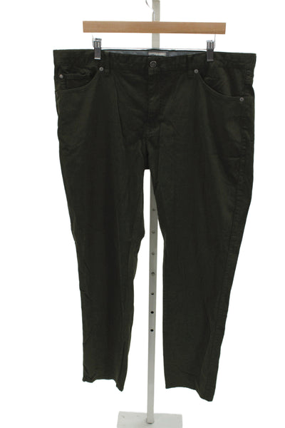 Peter Millar Mens Green Cotton Chino Pants Solid Button Size 40