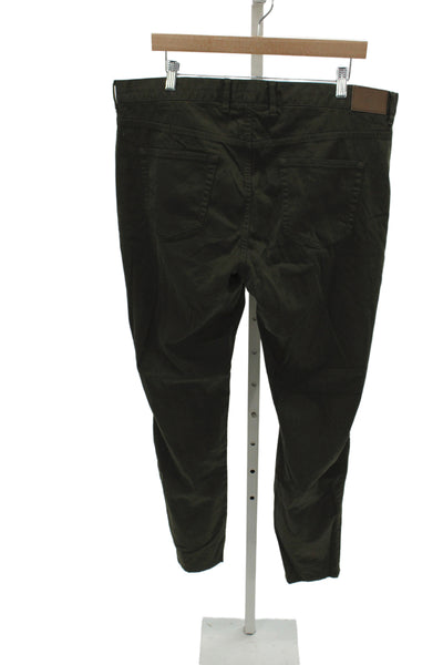 Peter Millar Mens Green Cotton Chino Pants Solid Button Size 40