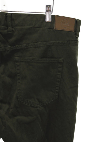 Peter Millar Mens Green Cotton Chino Pants Solid Button Size 40