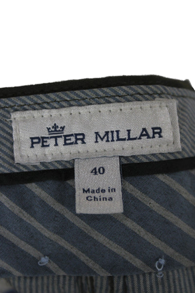 Peter Millar Mens Green Cotton Chino Pants Solid Button Size 40