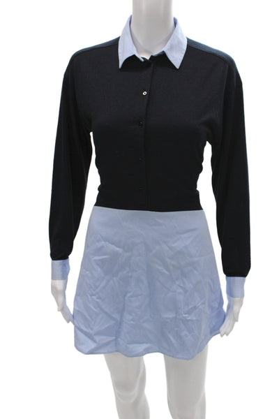 Zara Woman Women Shirt Dress Black Cotton Long Sleeve Collared Knee Size XS