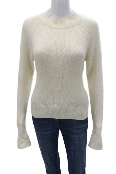 Vince Women Pullover Cashmere Crew Neck Long Sleeve Sweater Ivory Size M