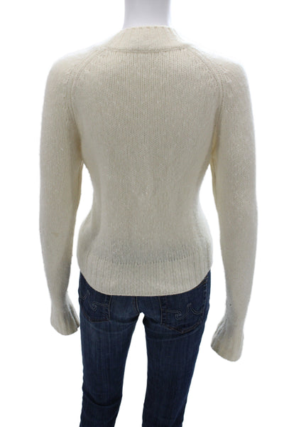 Vince Women Pullover Cashmere Crew Neck Long Sleeve Sweater Ivory Size M