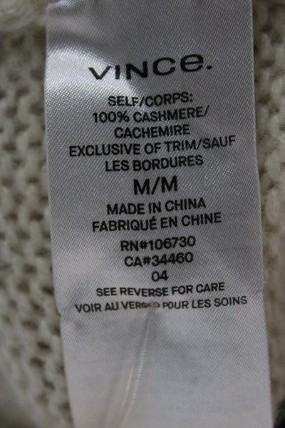 Vince Women Pullover Cashmere Crew Neck Long Sleeve Sweater Ivory Size M