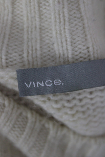 Vince Women Pullover Cashmere Crew Neck Long Sleeve Sweater Ivory Size M