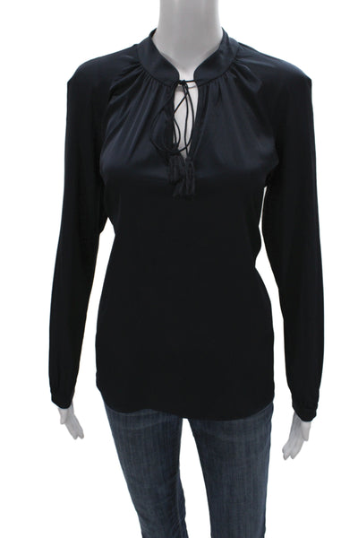 Derek Lam 10 Crosby Women Blue Crew Neck Long Sleeve Blouse Size 4