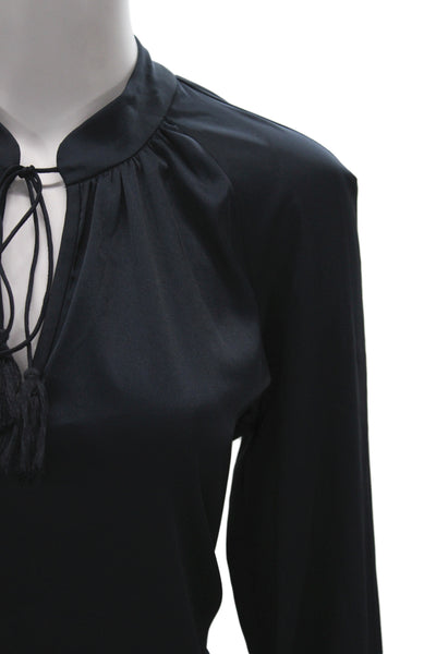 Derek Lam 10 Crosby Women Blue Crew Neck Long Sleeve Blouse Size 4