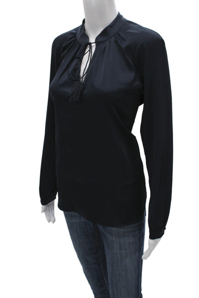 Derek Lam 10 Crosby Women Blue Crew Neck Long Sleeve Blouse Size 4