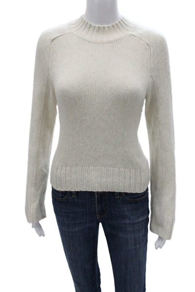 Vince Womens Pullover Sweater White Round Neck Long Sleeve Solid Size S