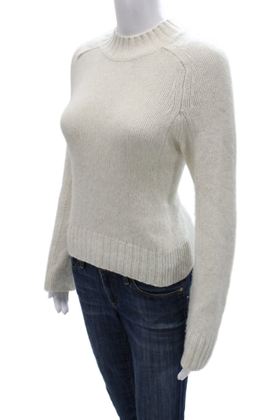 Vince Womens Pullover Sweater White Round Neck Long Sleeve Solid Size S
