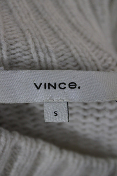 Vince Womens Pullover Sweater White Round Neck Long Sleeve Solid Size S