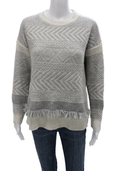 Vince Womens Pullover Sweater White Round Neck Long Sleeve Solid Size S