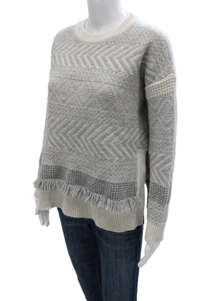 Vince Womens Pullover Sweater White Round Neck Long Sleeve Solid Size S