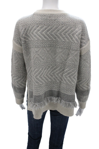 Vince Womens Pullover Sweater White Round Neck Long Sleeve Solid Size S