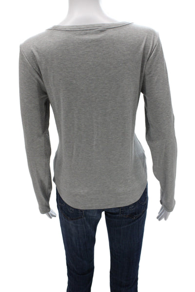 Athleta Women Basic Modal Square Neck Long Sleeve T-Shirt Gray Pullover Size L