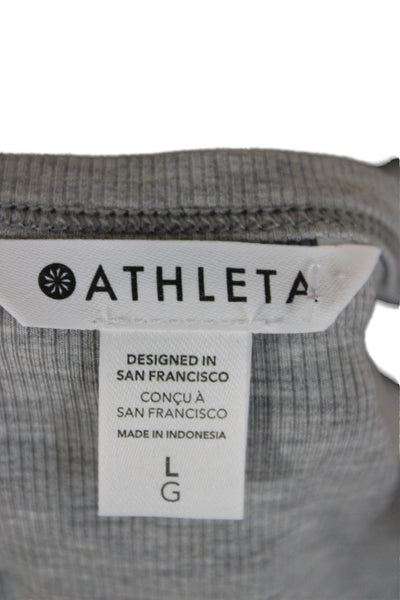 Athleta Women Basic Modal Square Neck Long Sleeve T-Shirt Gray Pullover Size L