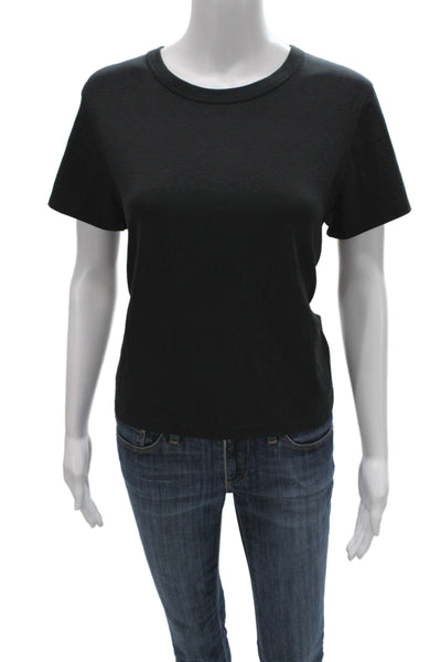Lululemon Women Black Cotton Crew Neck Short Sleeve Army Basic T-Shirt Size 10