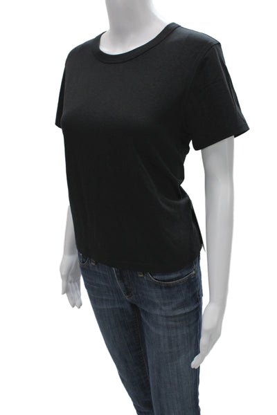 Lululemon Women Black Cotton Crew Neck Short Sleeve Army Basic T-Shirt Size 10