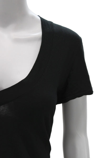 Standard James Perse Womens V-Neck Black Cotton Short Sleeve Tee Size 4