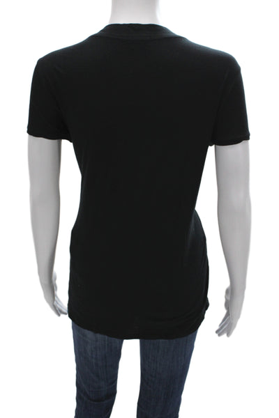 Standard James Perse Womens V-Neck Black Cotton Short Sleeve Tee Size 4
