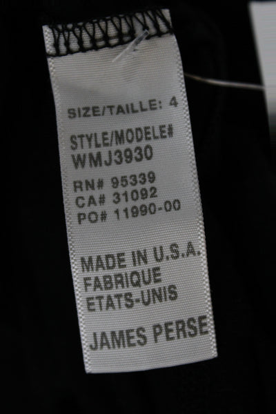 Standard James Perse Womens V-Neck Black Cotton Short Sleeve Tee Size 4
