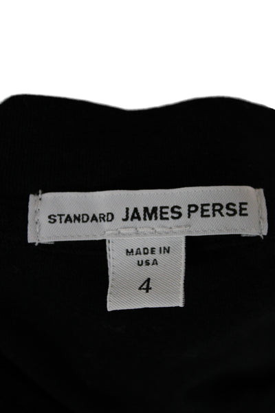 Standard James Perse Womens V-Neck Black Cotton Short Sleeve Tee Size 4