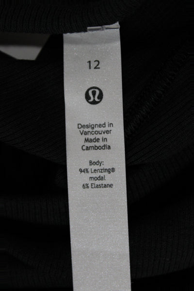 Lululemon Womens Black Modal Crew Neck Short Sleeve Basic T-Shirt Size 12