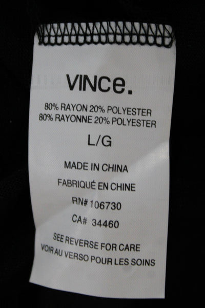 Vince Women Basic Black Rayon Scoop Neck Short Sleeve T-Shirt Size L