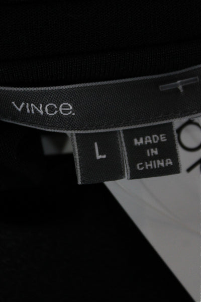 Vince Women Basic Black Rayon Scoop Neck Short Sleeve T-Shirt Size L