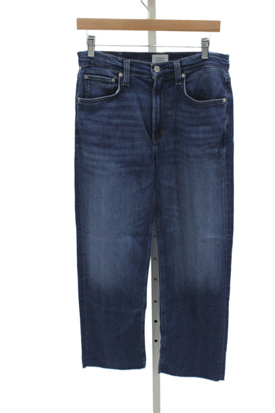 Citizens of Humanity Women Blue High Waist Straight Jeans 28 Inseam Size 28