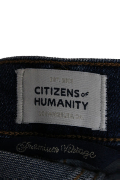 Citizens of Humanity Women Blue High Waist Straight Jeans 28 Inseam Size 28