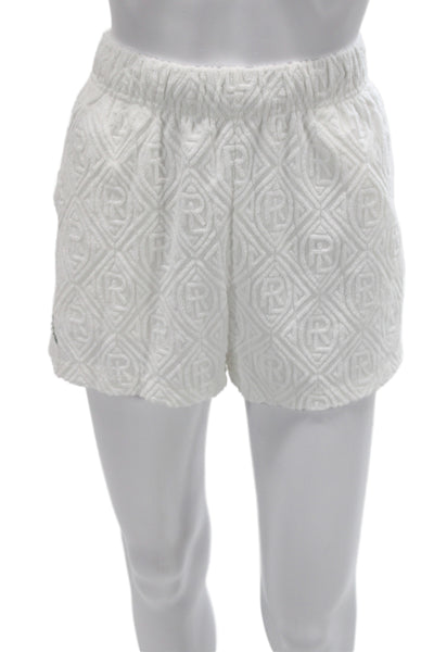 Polo Ralph Lauren Women Argyle Cotton Blend Sweat Shorts White Pull On Size S