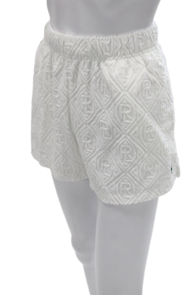 Polo Ralph Lauren Women Argyle Cotton Blend Sweat Shorts White Pull On Size S