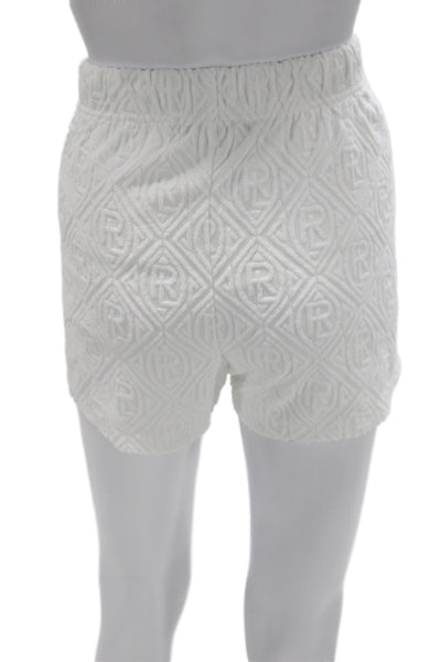 Polo Ralph Lauren Women Argyle Cotton Blend Sweat Shorts White Pull On Size S