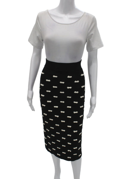 Pearl By Lela Rose Women Straight Pencil Skirt Black Geometric Viscose Size S