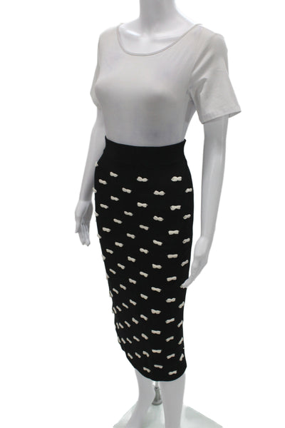 Pearl By Lela Rose Women Straight Pencil Skirt Black Geometric Viscose Size S