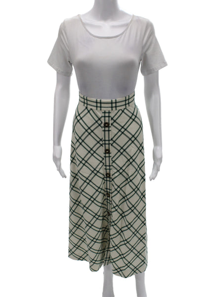 Pearl By Lela Rose Women A-Line Plaid Skirt Ivory Polyester Zip Size 4