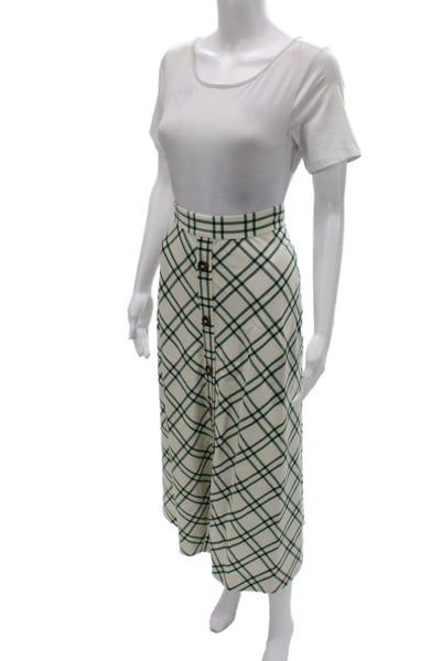 Pearl By Lela Rose Women A-Line Plaid Skirt Ivory Polyester Zip Size 4