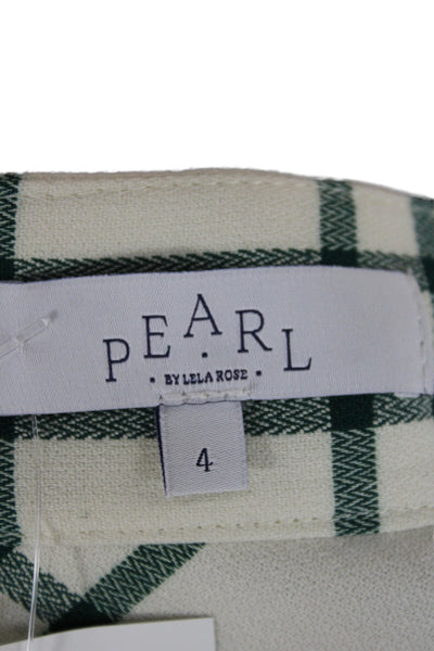 Pearl By Lela Rose Women A-Line Plaid Skirt Ivory Polyester Zip Size 4