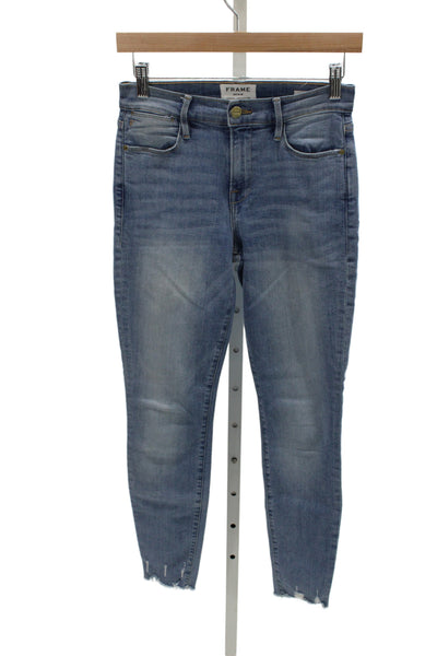 Frame Womens Skinny Blue High Rise Cotton Blend Jeans Size 26