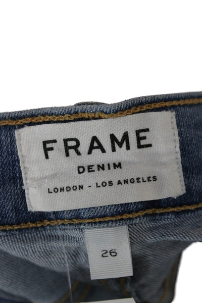 Frame Womens Skinny Blue High Rise Cotton Blend Jeans Size 26