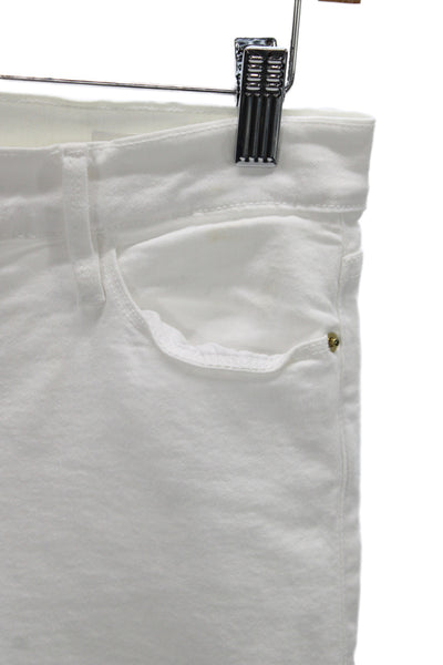 Frame Womens Skinny Jeans White High Rise Cotton Blend 28 Inseam Size 27