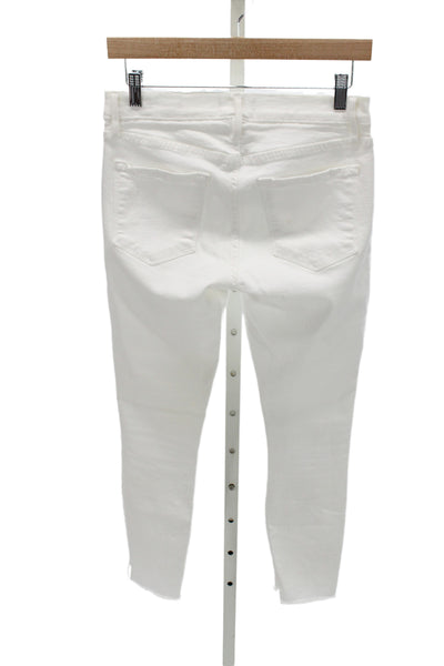 Frame Womens Skinny Jeans White High Rise Cotton Blend 28 Inseam Size 27