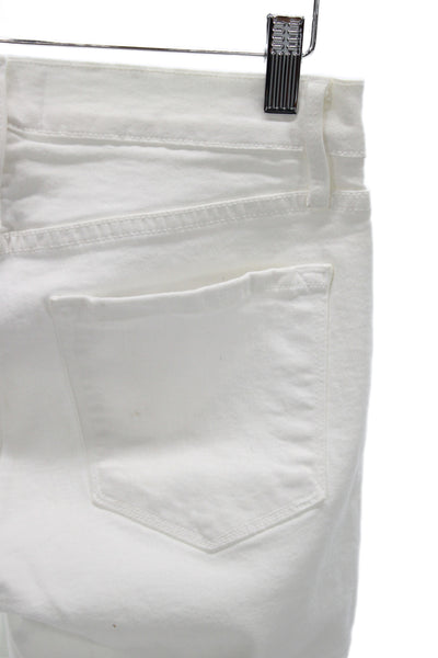 Frame Womens Skinny Jeans White High Rise Cotton Blend 28 Inseam Size 27