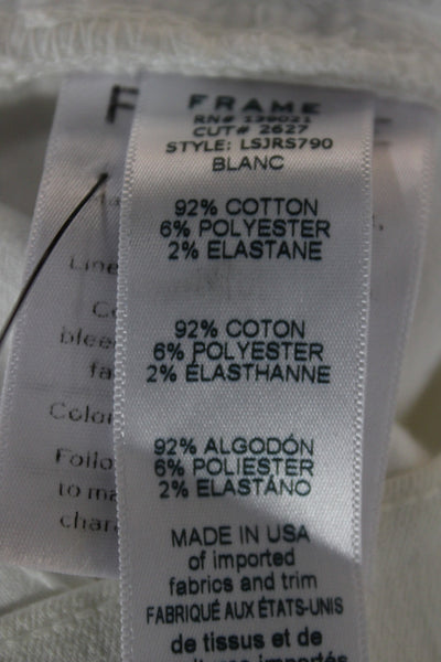 Frame Womens Skinny Jeans White High Rise Cotton Blend 28 Inseam Size 27