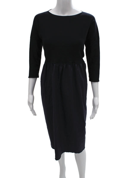 Daniela Gregis Womens Sheath Dress Black 3/4 Sleeve Round Neck Size One Size